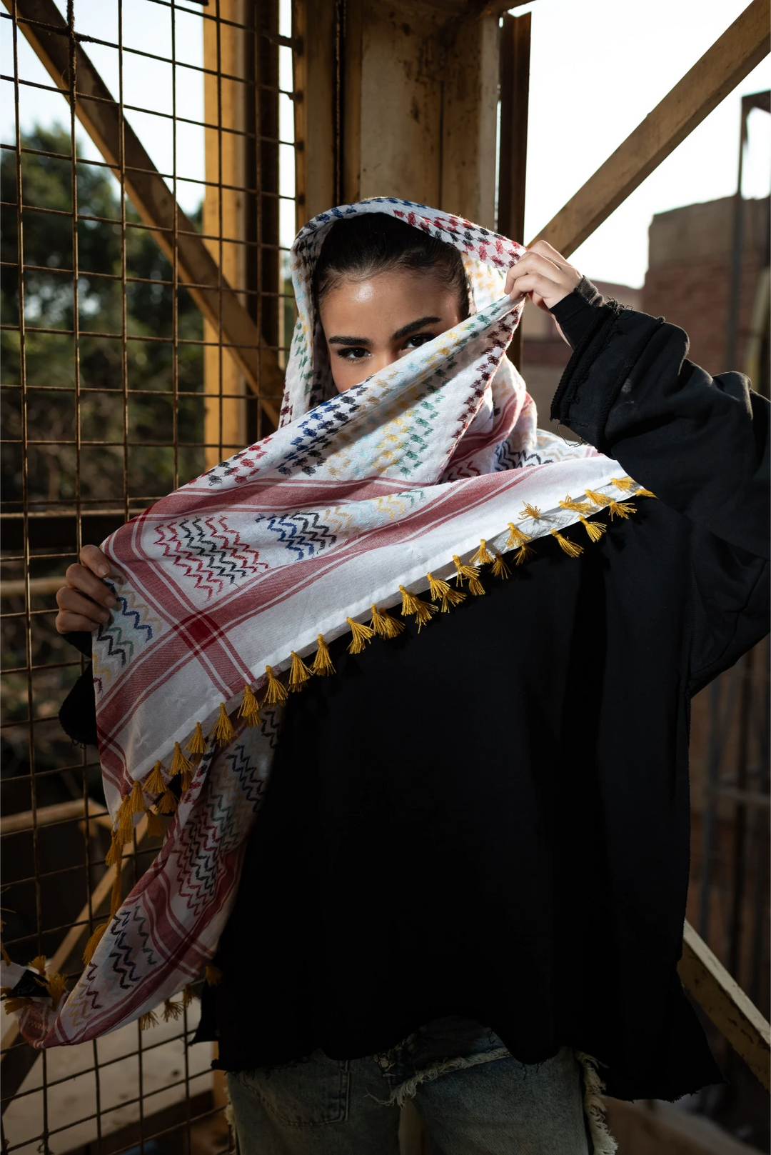 The Yafa Rainbow Kuffiyeh — Ivory Base - Limited Edition