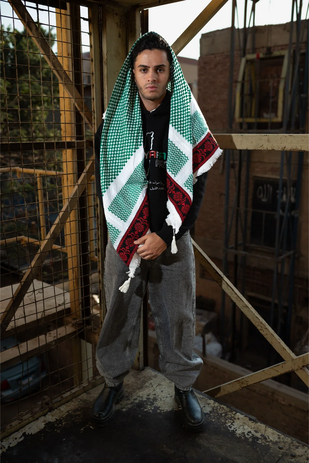 Premium Embroidered Kuffiyeh — Green Heritage Edition