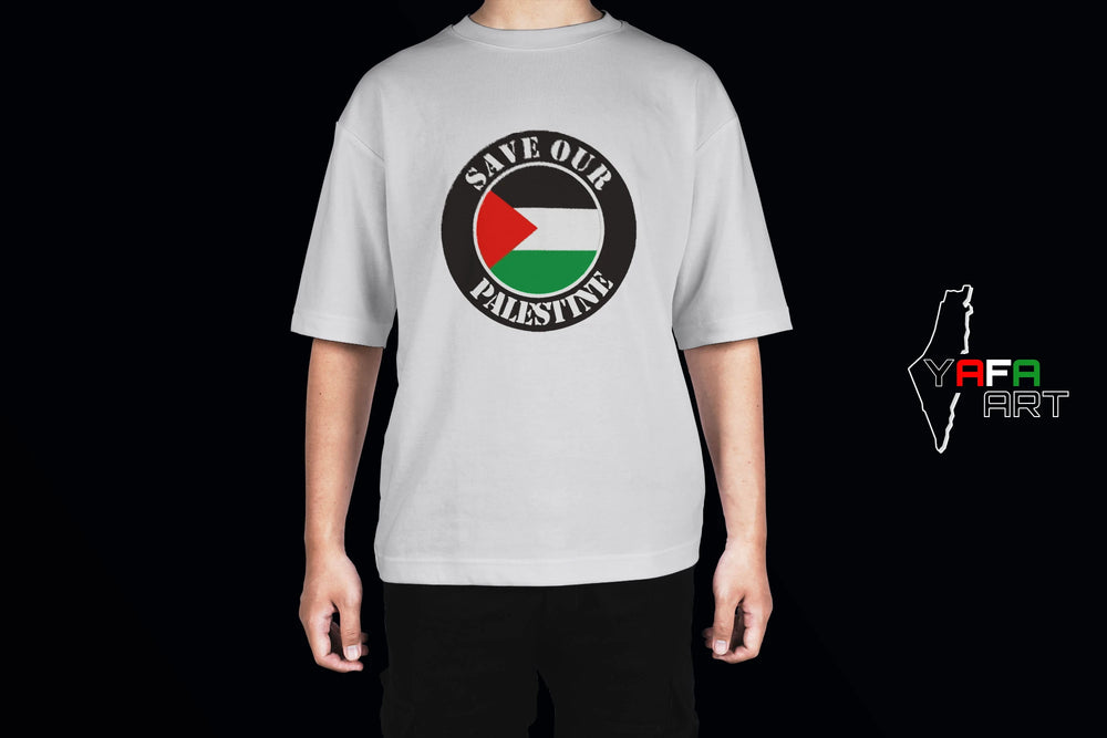 تي شيرت للجنسين اوفر سايز ب شعار فلسطيني