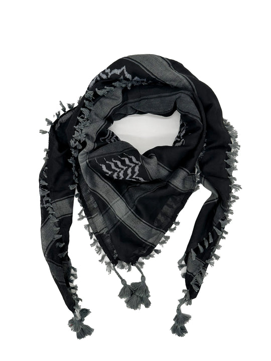 Luxurious Black and Silver Palestinian Kuffiyeh by YAFA ARTS