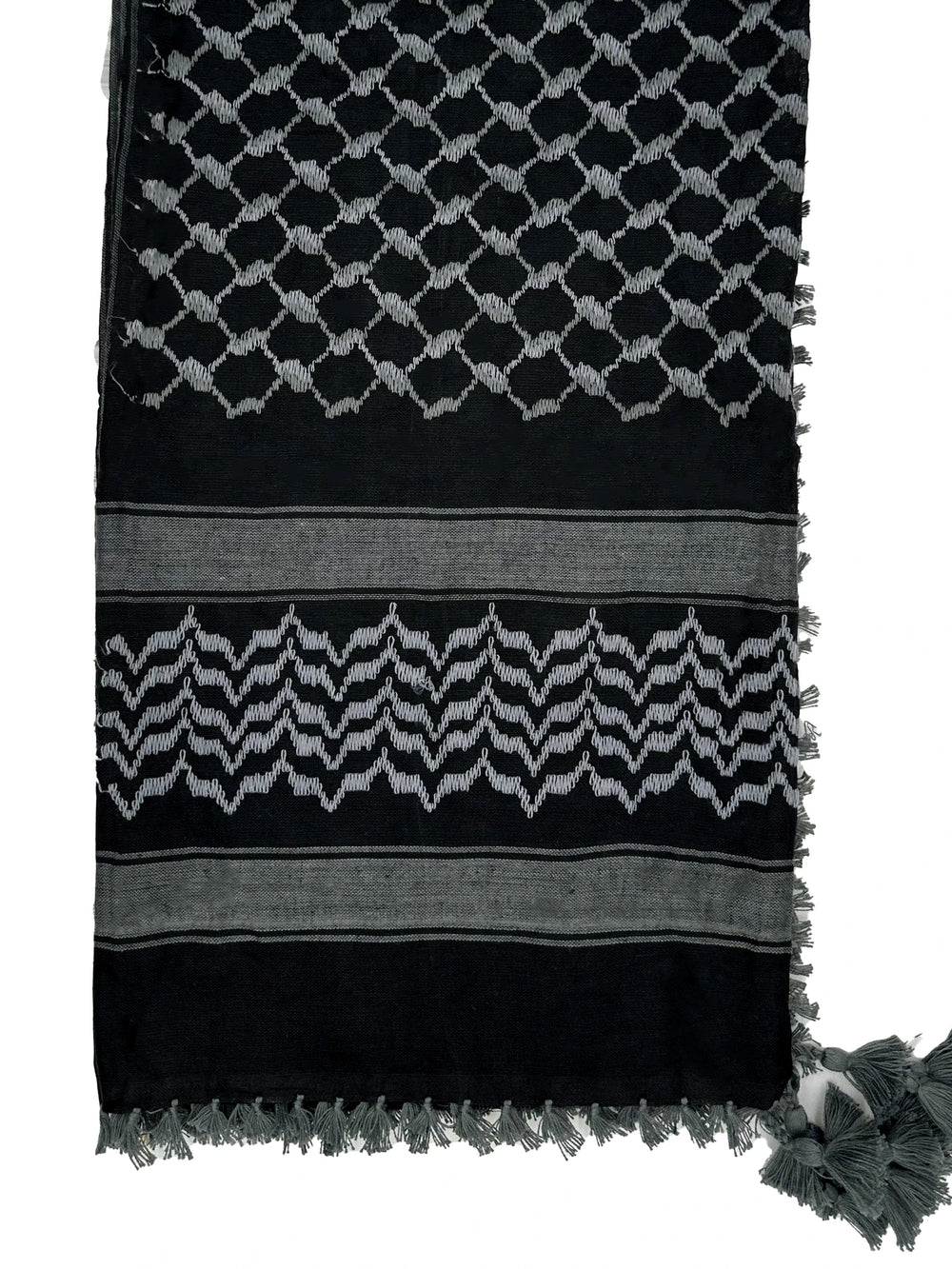 Luxurious Black and Silver Palestinian Kuffiyeh by YAFA ARTS