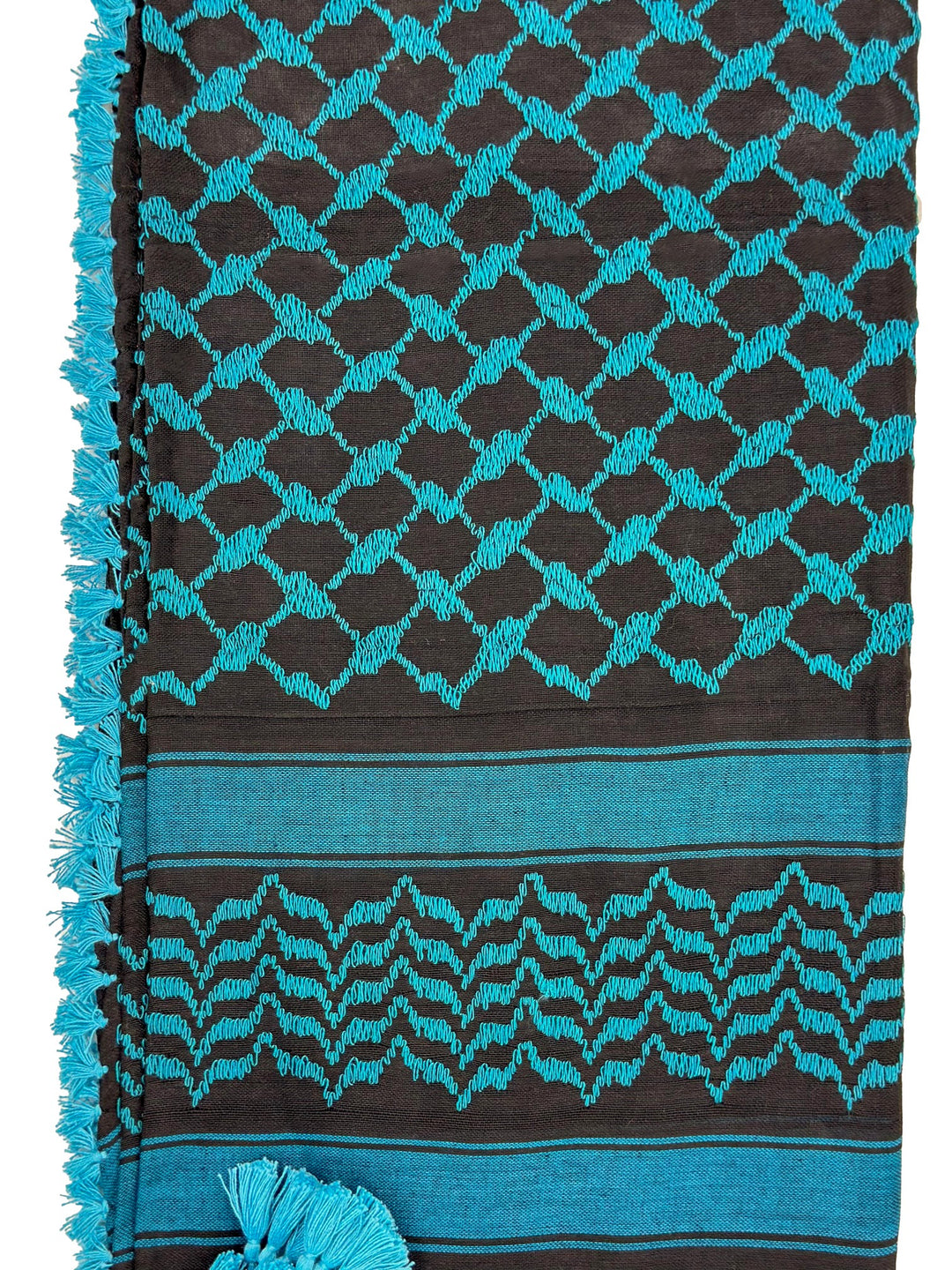 Authentic Cyan and Black Palestinian Kuffiyeh