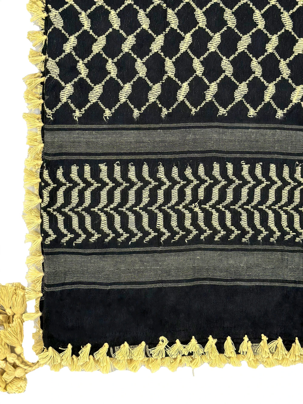 Bold Black and Creamy yellow Palestinian Kuffiyeh by YAFA ARTS