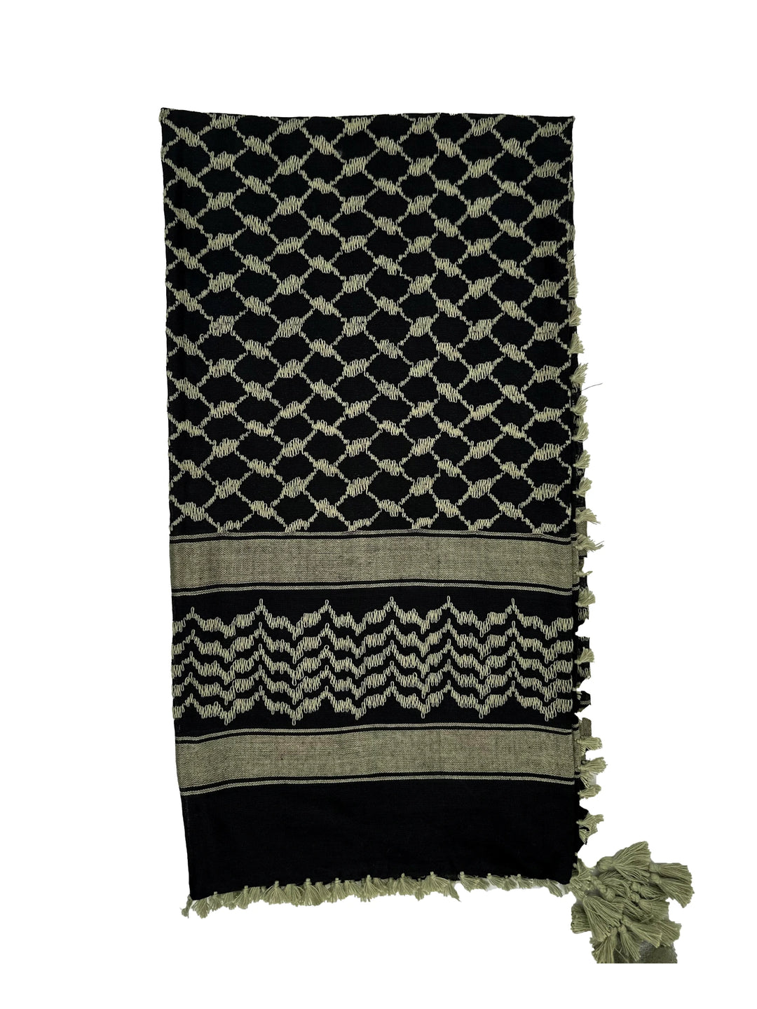 Classic Olive and Black Palestinian Kuffiyeh by YAFA ARTS