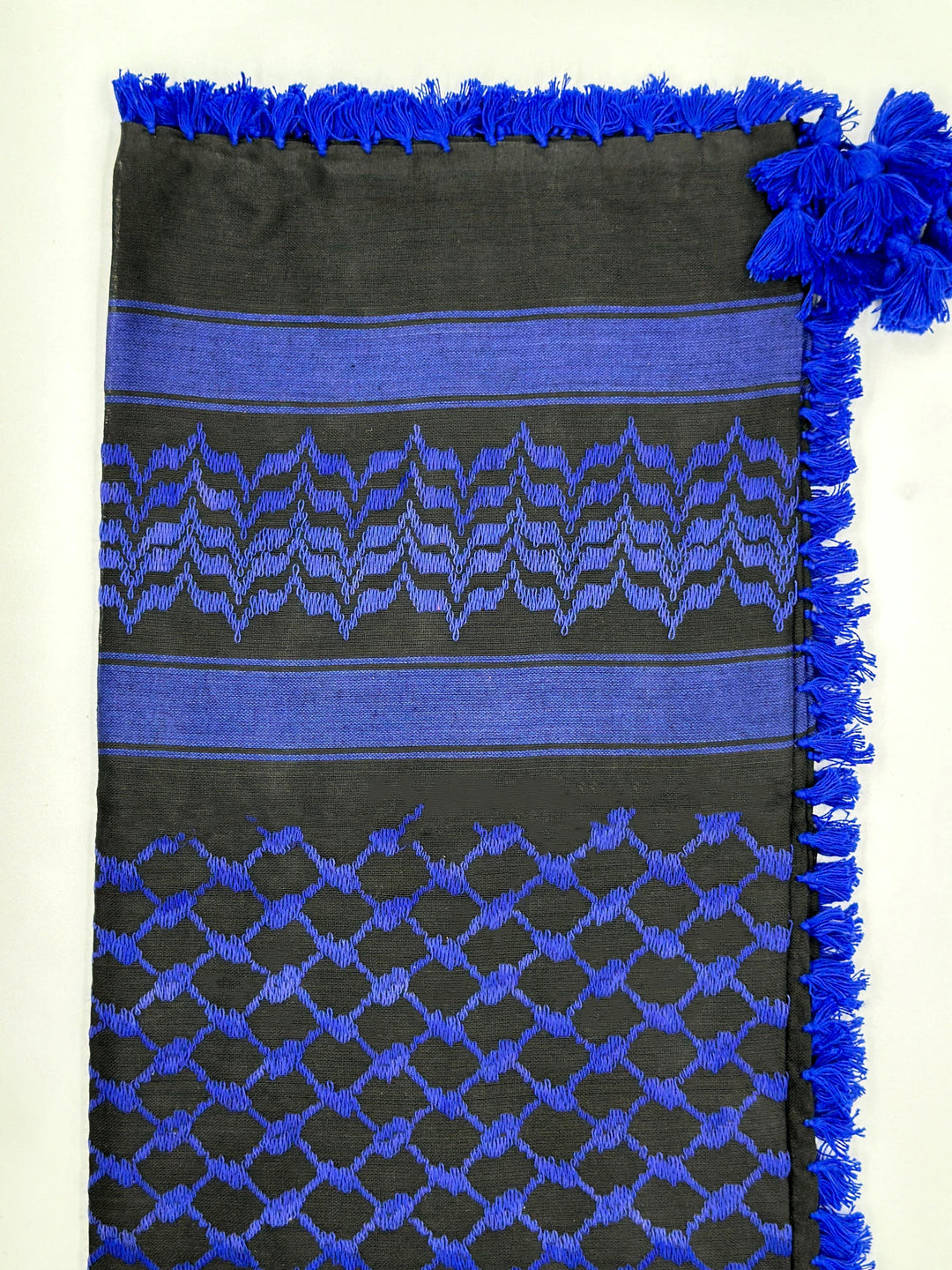 Authentic Blue and Black Palestinian Kuffiyeh by YAFA ARTS