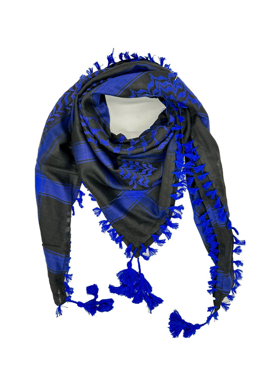 Authentic Blue and Black Palestinian Kuffiyeh by YAFA ARTS