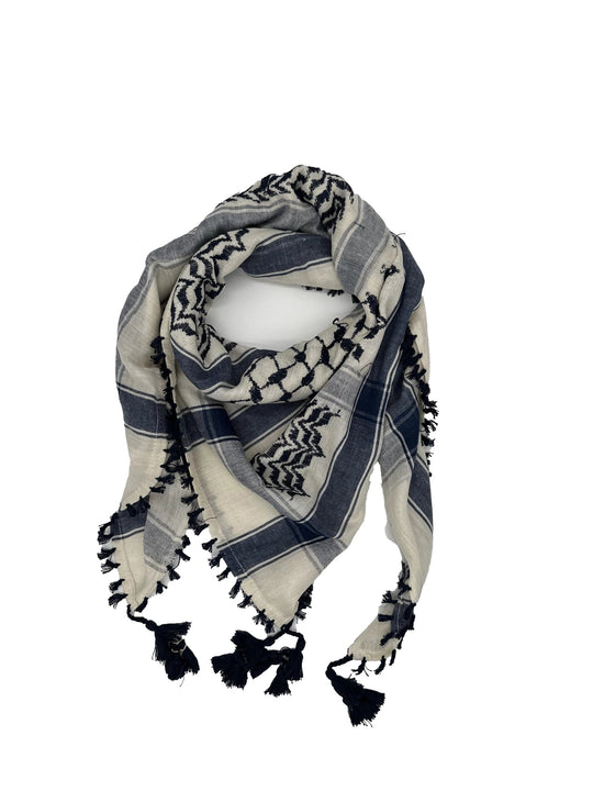 Classic Navy Blue and White Palestinian Kuffiyeh by YAFA ARTS