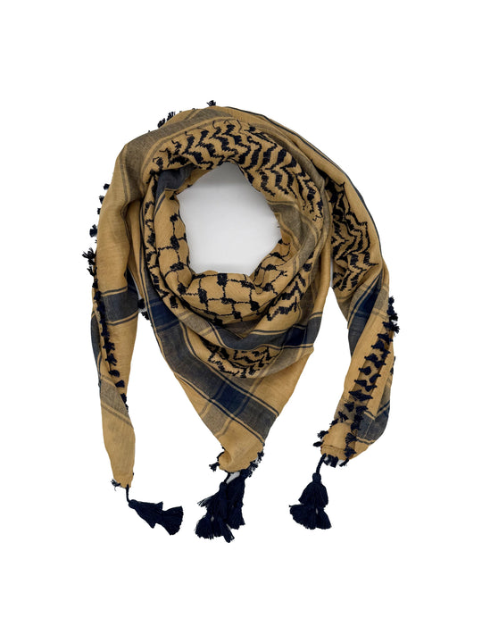 Desert Sand x Navy Blue Palestinian Kuffiyeh