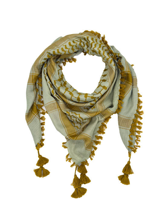 Sage Green x Gold Palestinian Kuffiyeh