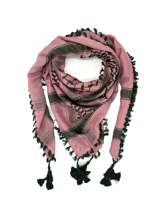 Pink x Olive Green Palestinian Kuffiyeh