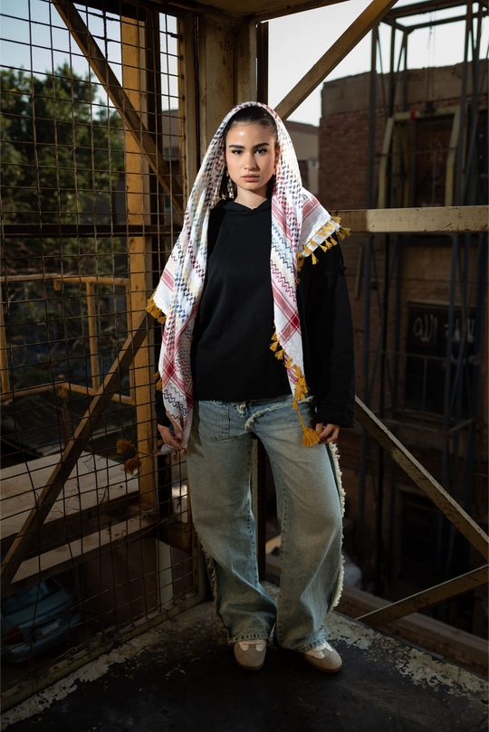 The Yafa Rainbow Kuffiyeh — Ivory Base - Limited Edition