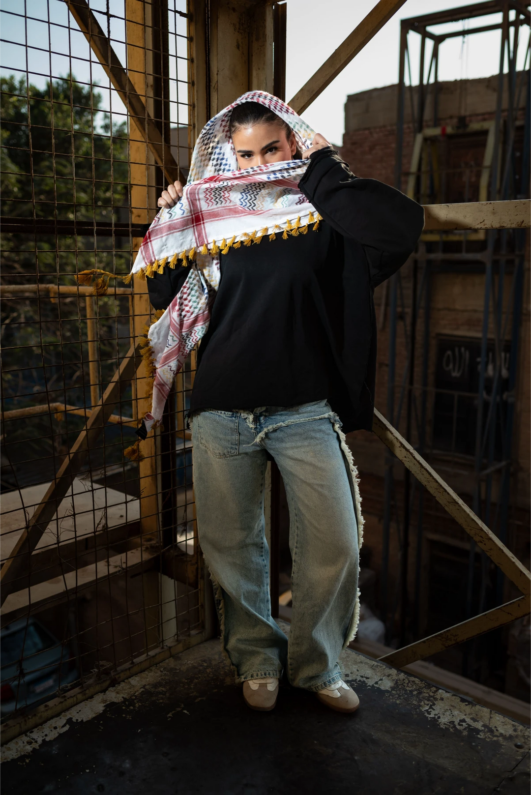 The Yafa Rainbow Kuffiyeh — Ivory Base - Limited Edition