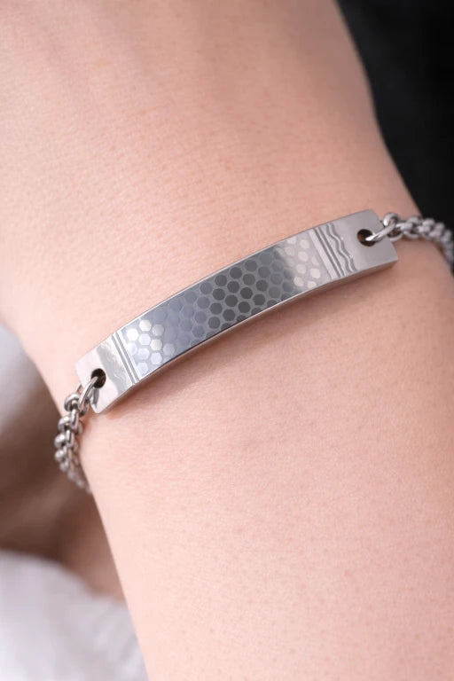Palestinian Keffiyeh ID Bracelet – Stainless Steel
