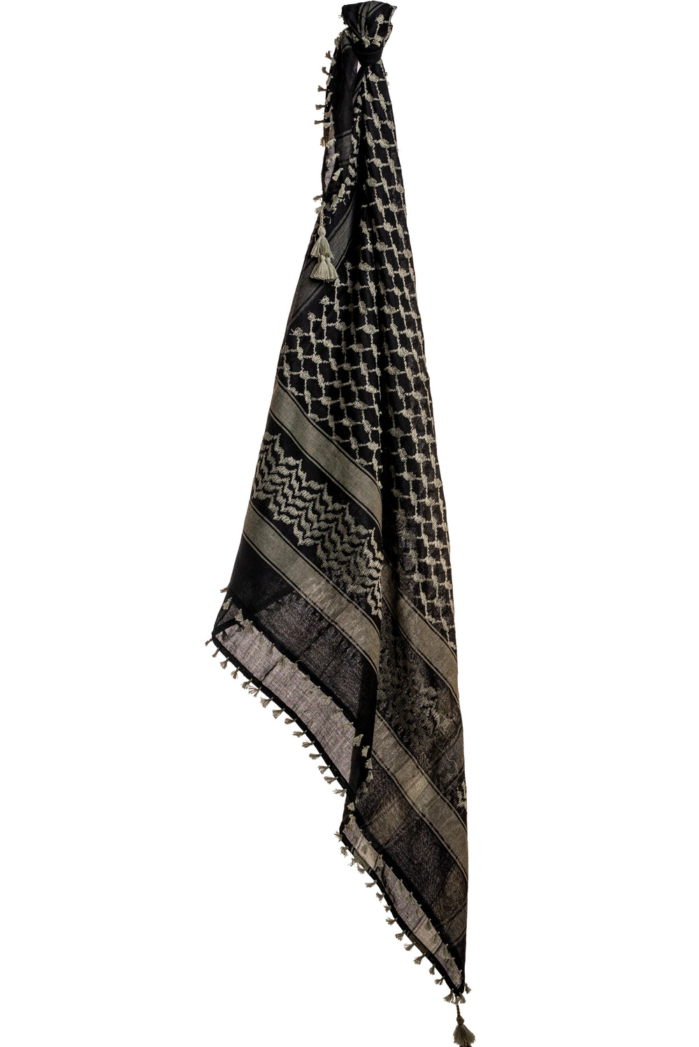 Classic Olive and Black Palestinian Kuffiyeh by YAFA ARTS