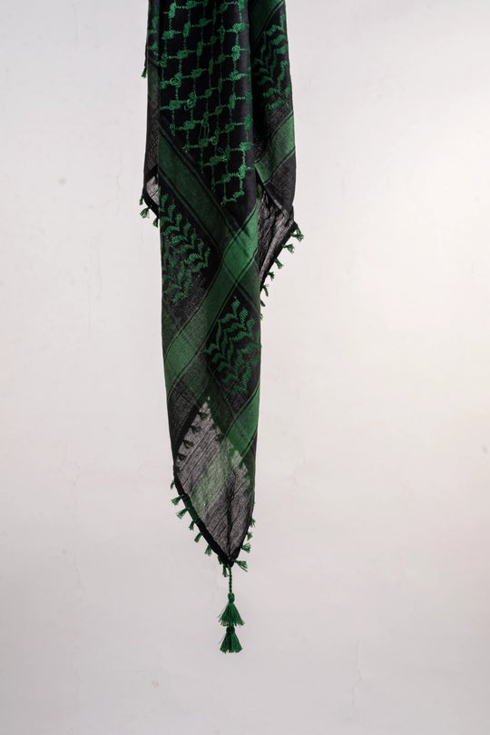 Authentic Green and Black Palestinian Keffiyeh