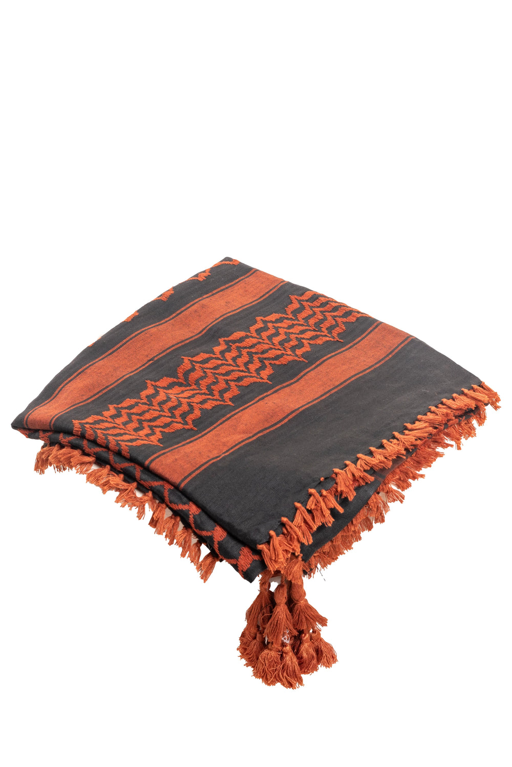 Authentic Orange and Black Palestinian Kuffiyeh by YAFA ARTS