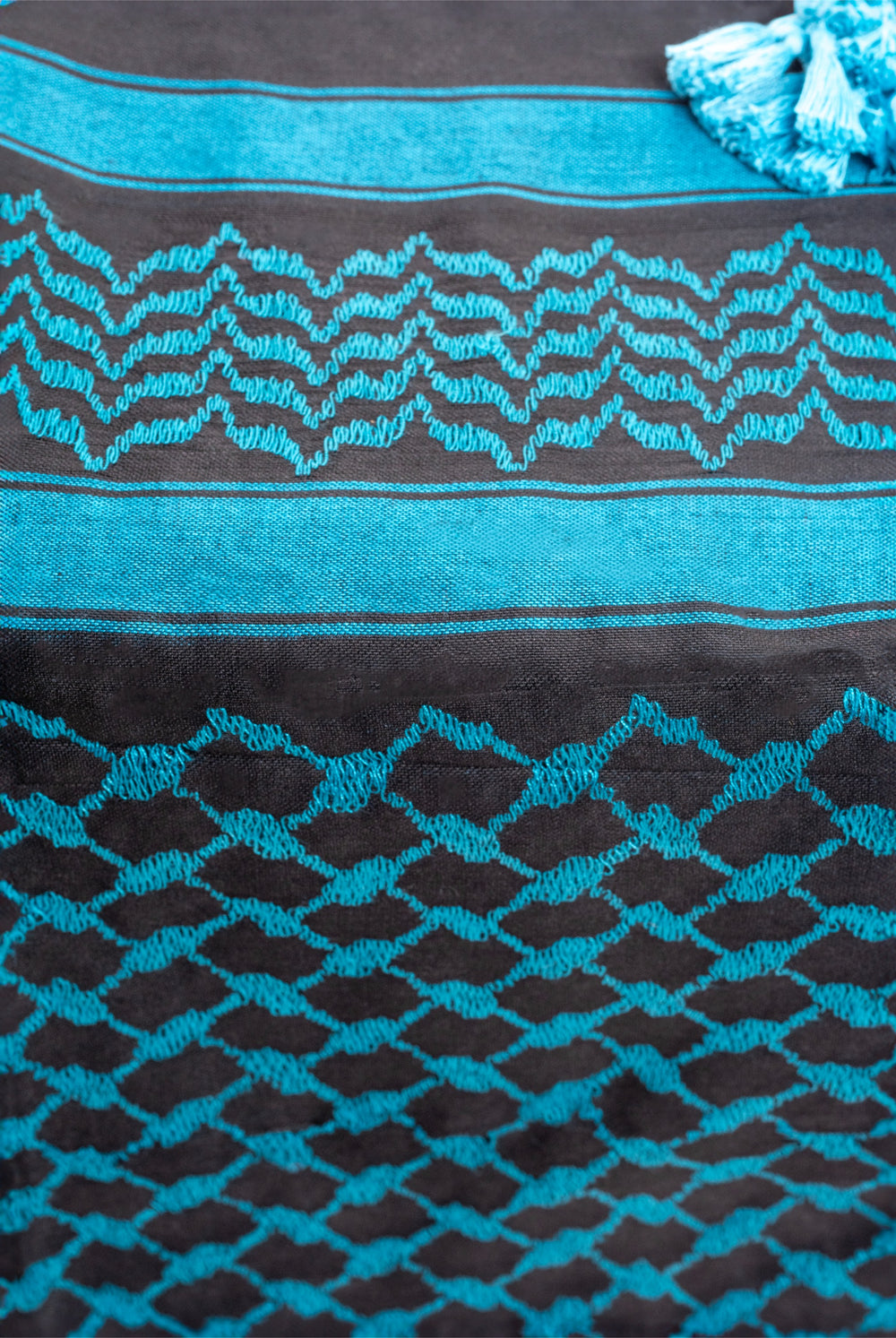 Authentic Cyan and Black Palestinian Kuffiyeh