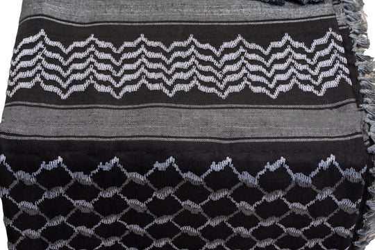 Luxurious Black and Silver Palestinian Kuffiyeh by YAFA ARTS