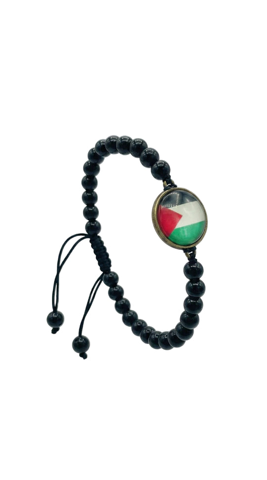 Palestine Flag – Glow-in-the-Dark Beaded Bracelet