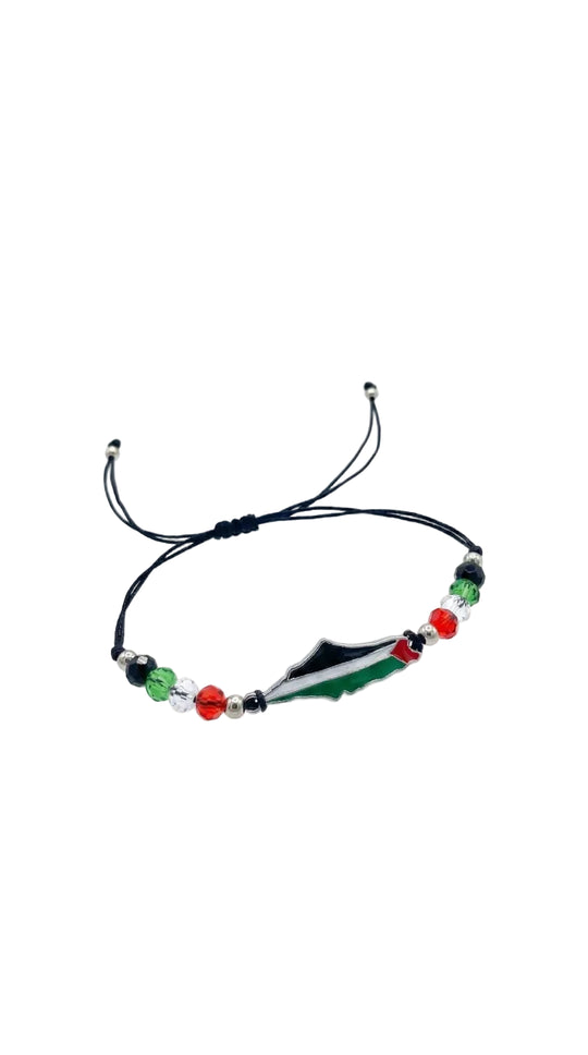 Palestine Map & Crystal Bead Bracelet