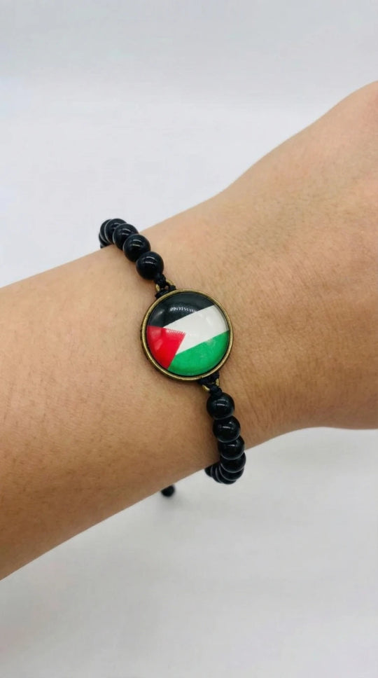 Palestine Flag – Glow-in-the-Dark Beaded Bracelet