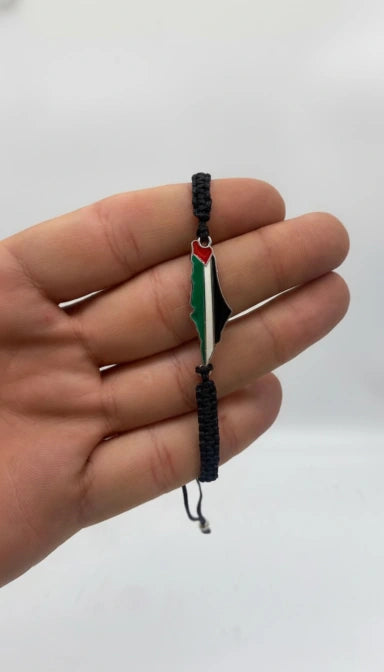 Palestine Map Bracelet — Black Cord