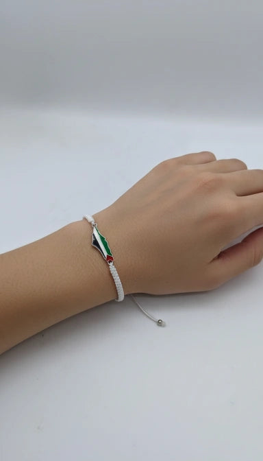 Palestine Map Bracelet — White Cord