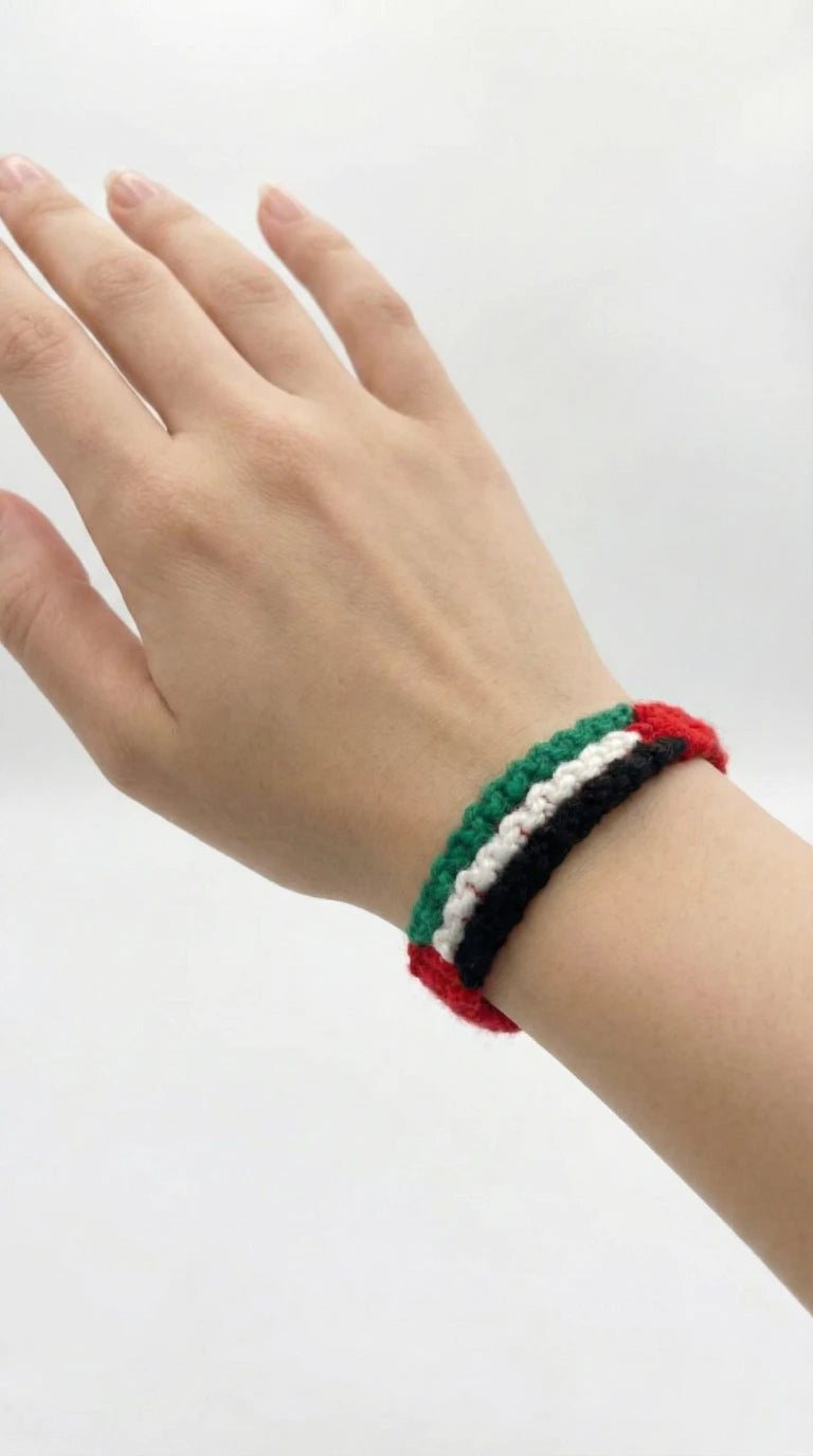 Handmade Palestinian Flag Crochet Bracelet