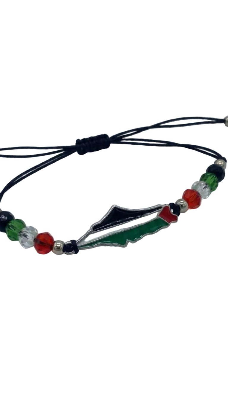 Palestine Map & Crystal Bead Bracelet
