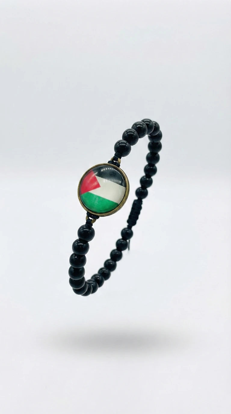 Palestine Flag – Glow-in-the-Dark Beaded Bracelet