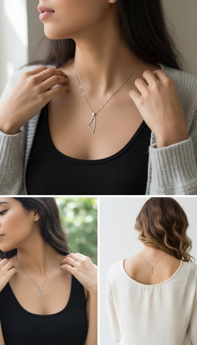 Palestine Map Outline Necklace - Silver & Gold