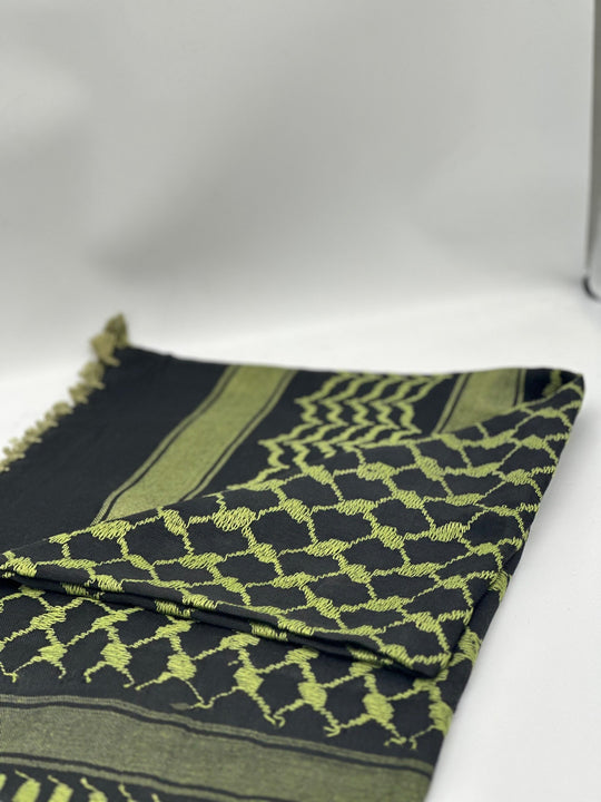 Olive Green X Black: Elegant Palestinian Kuffiyeh