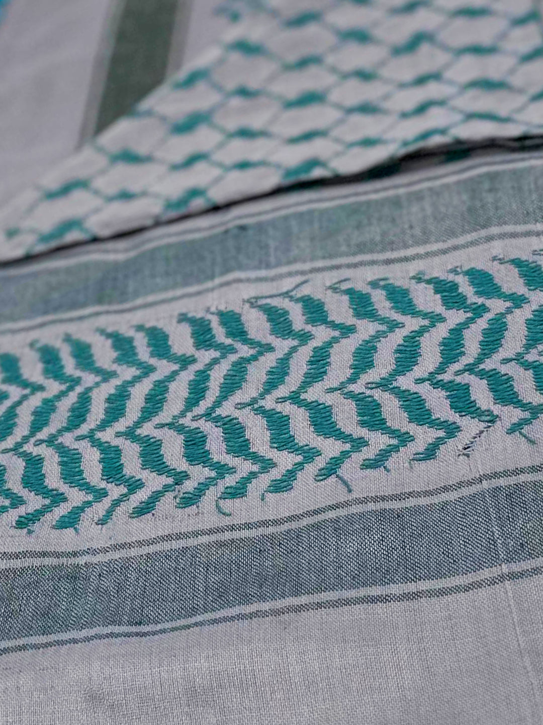 Silver X Cyan: Contemporary Palestinian Kuffiyeh