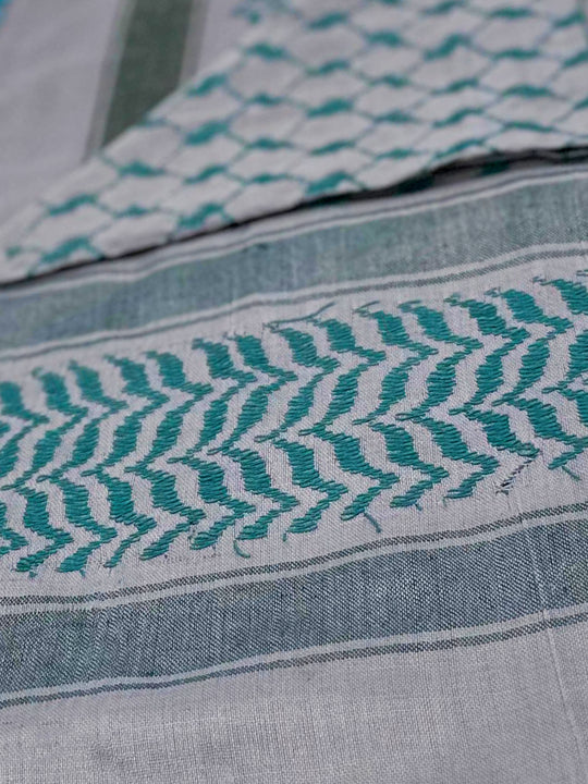 Silver X Cyan: Contemporary Palestinian Kuffiyeh