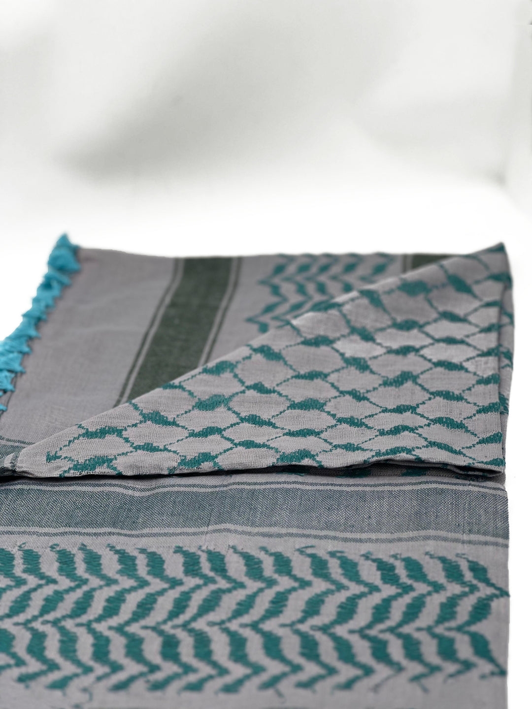 Silver X Cyan: Contemporary Palestinian Kuffiyeh