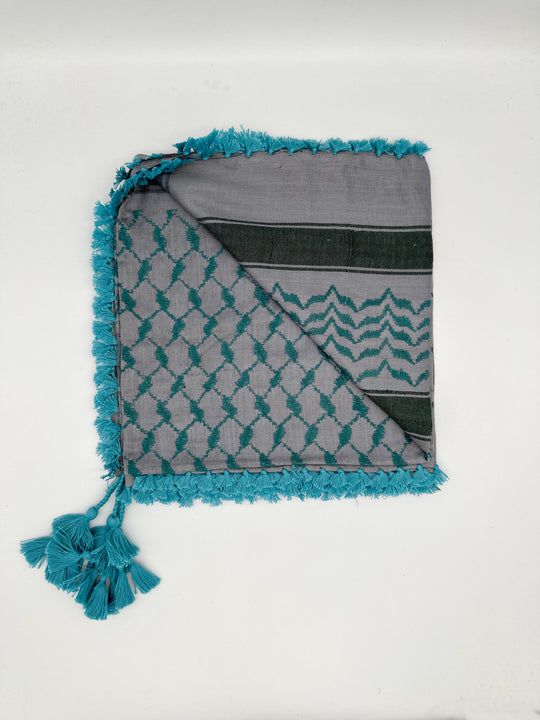 Silver X Cyan: Contemporary Palestinian Kuffiyeh