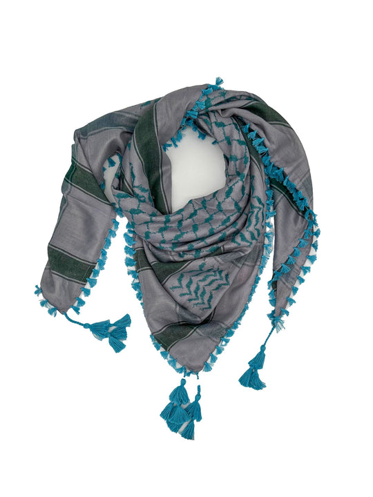 Silver X Cyan: Contemporary Palestinian Kuffiyeh