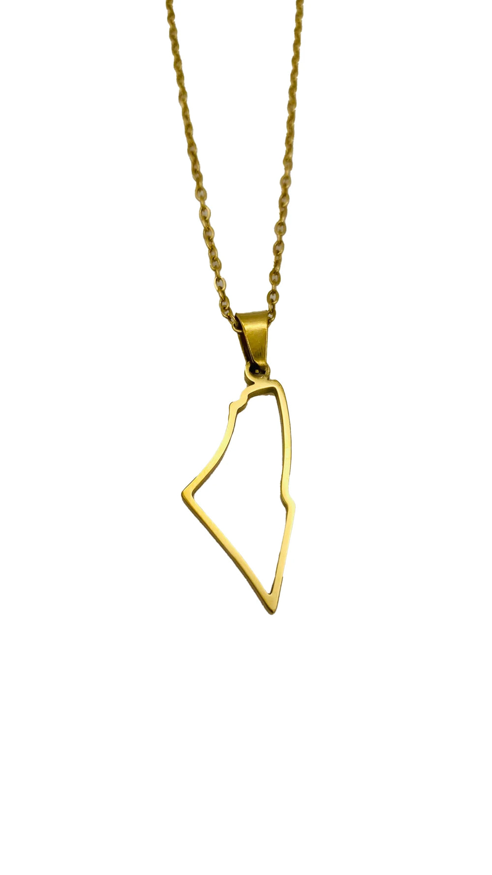 Palestine Map Outline Necklace - Silver & Gold