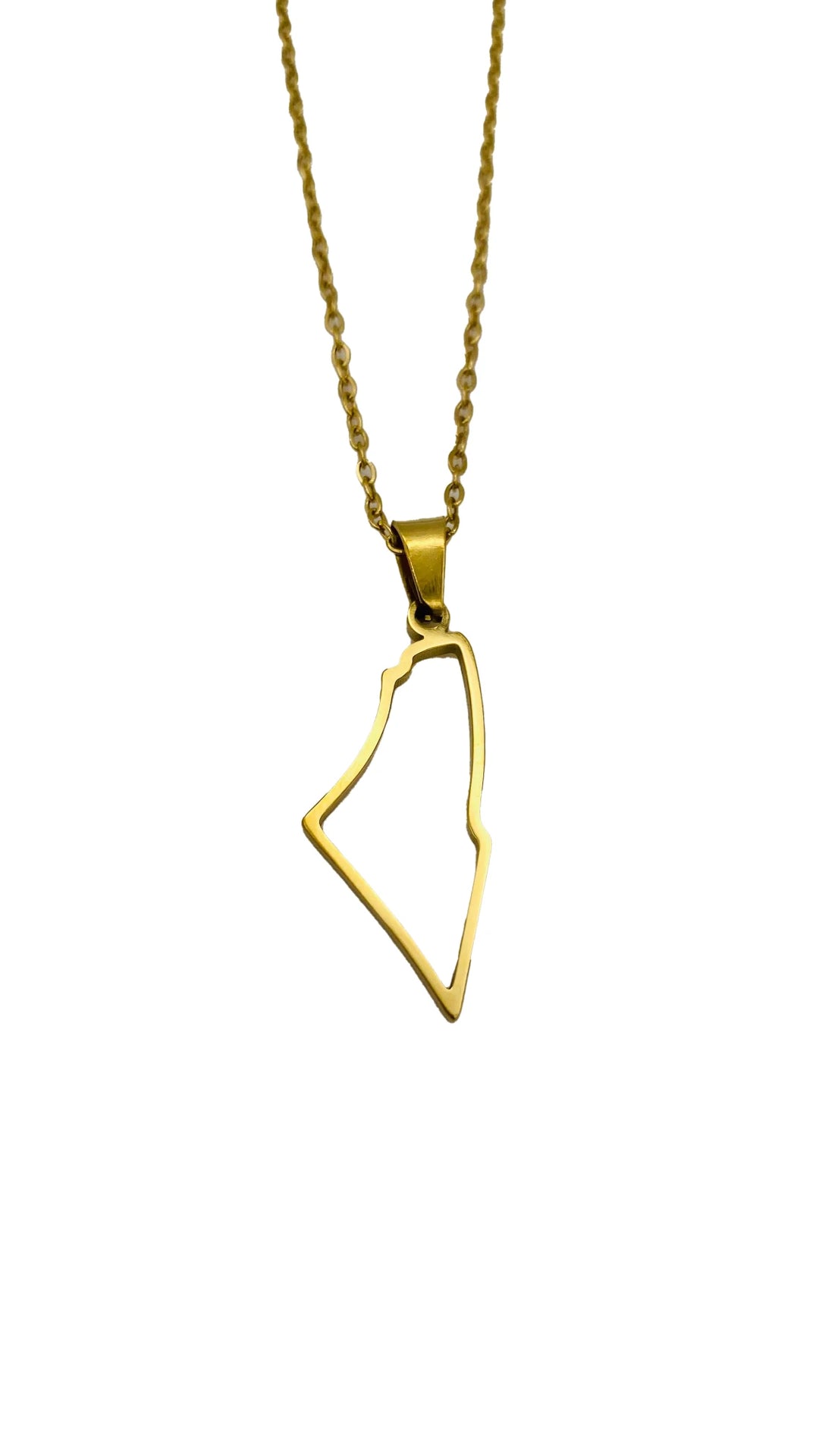 Palestine Map Outline Necklace - Silver & Gold