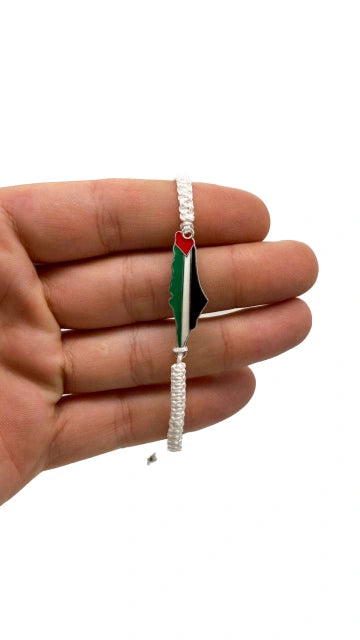 Palestine Map Bracelet — White Cord