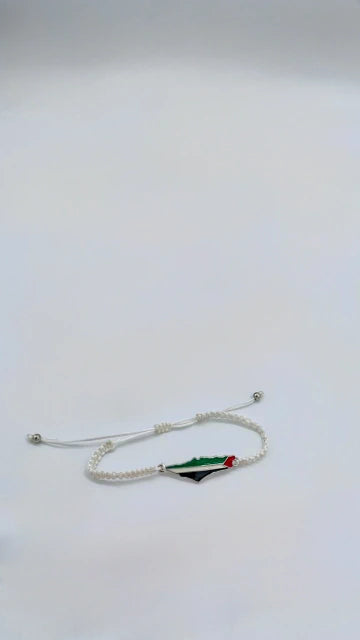 Palestine Map Bracelet — White Cord