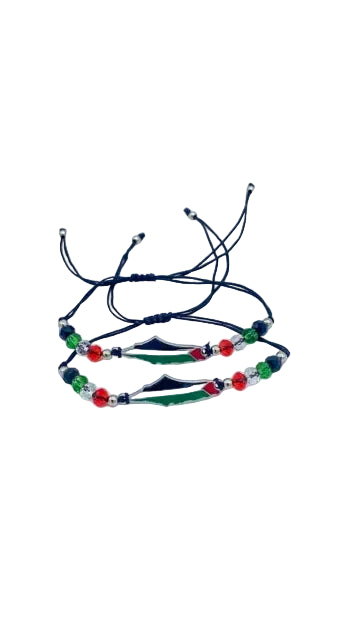 Palestine Map & Crystal Bead Bracelet