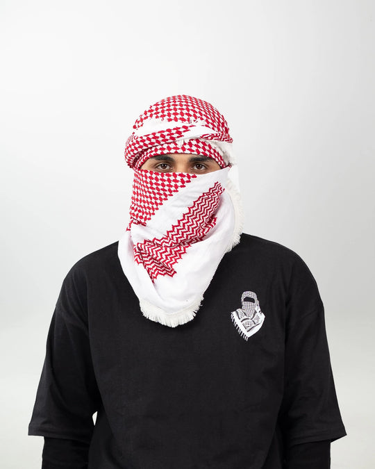 Premium Red Palestinian Kuffiyeh (Jordanian Pattern)