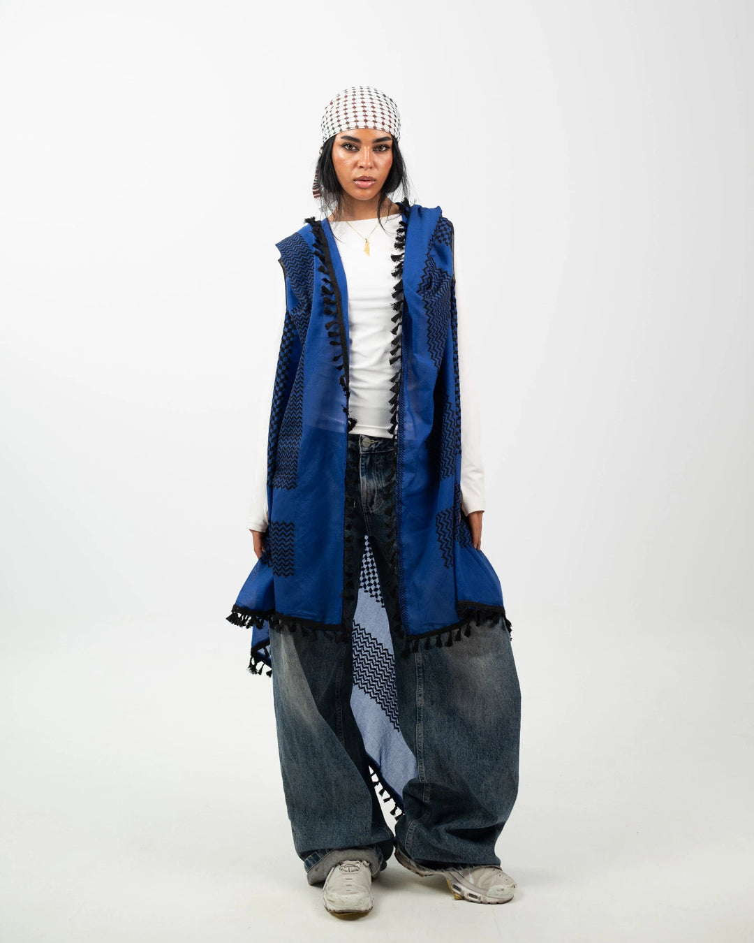 Original Royal Blue & Black Stitched Kufiyah Vest