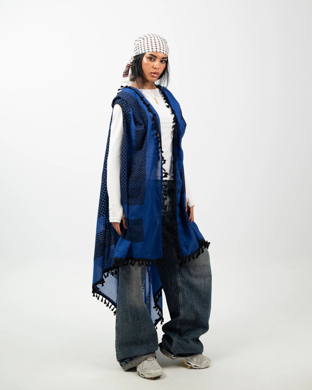 Original Royal Blue & Black Stitched Kufiyah Vest