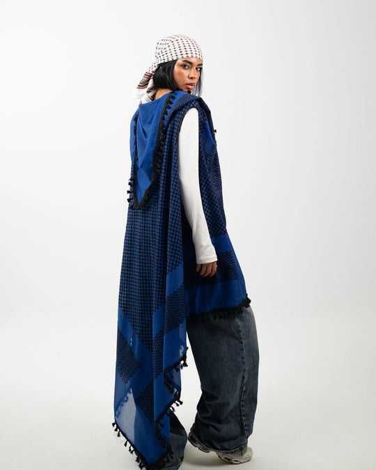 Original Royal Blue & Black Stitched Kufiyah Vest
