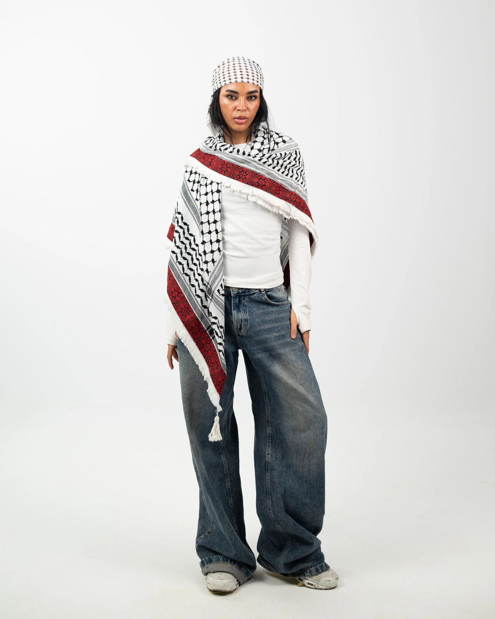 Embroidered Legacy – Gaza Red Palestinian Kuffiyeh