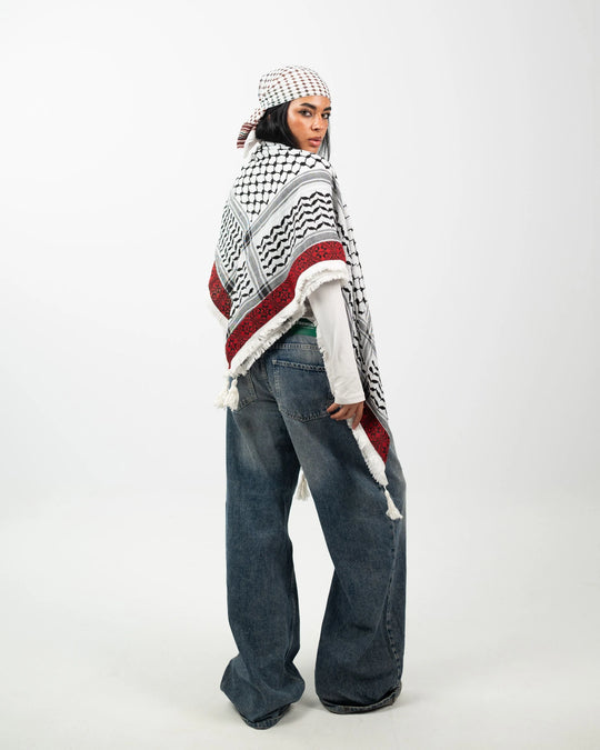 Embroidered Legacy – Gaza Red Palestinian Kuffiyeh
