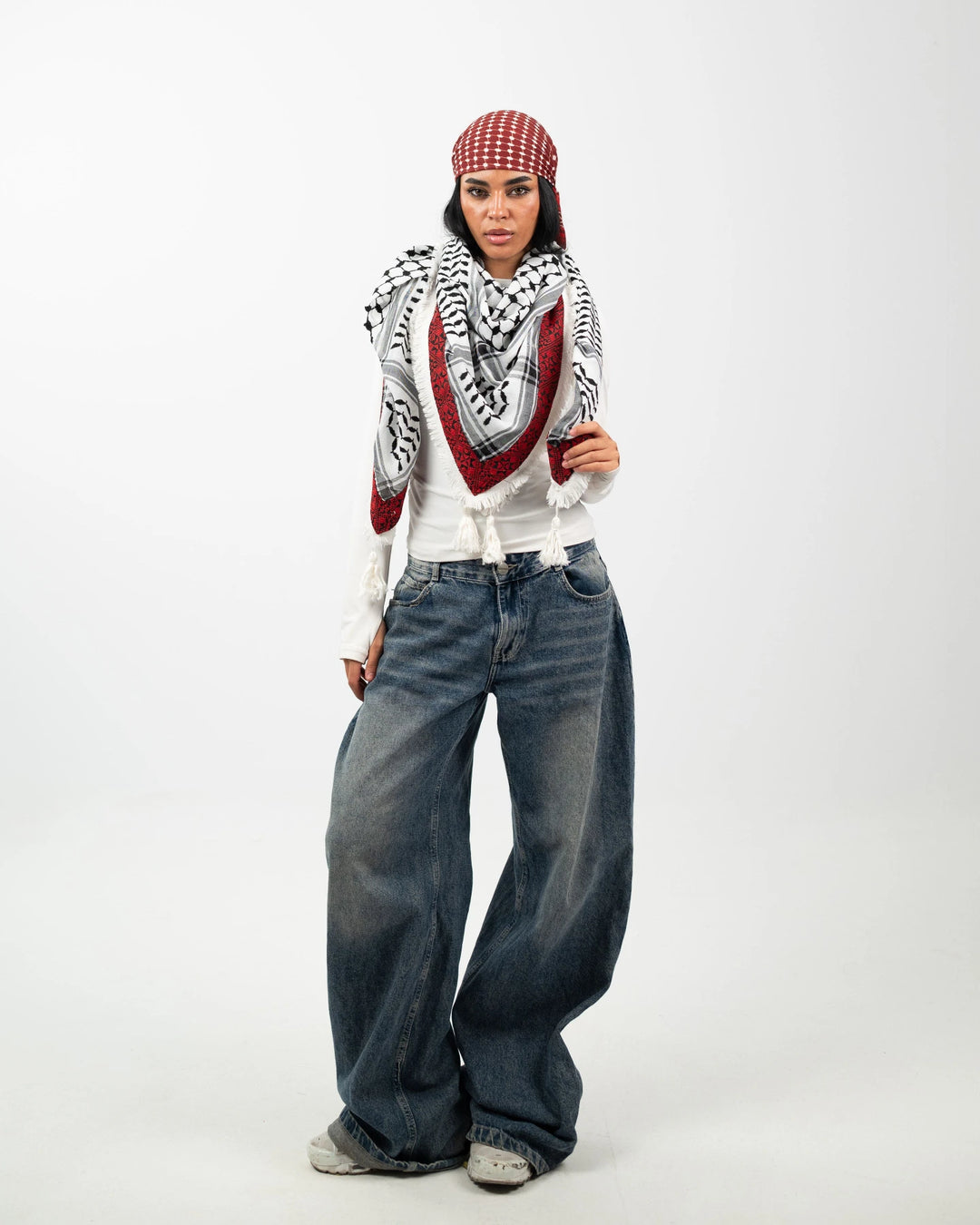 Embroidered Legacy – Gaza Red Palestinian Kuffiyeh