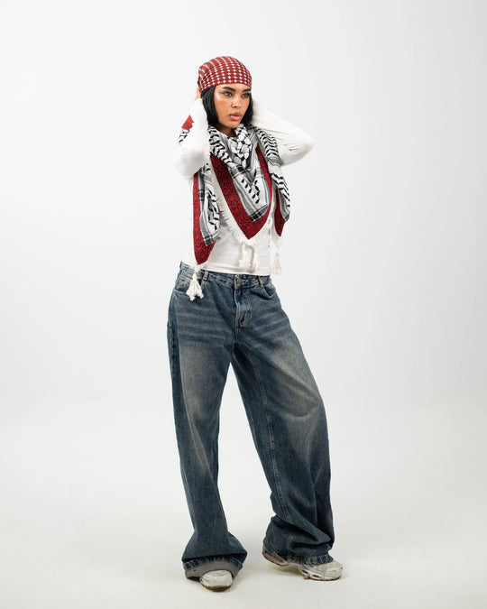 Embroidered Legacy – Gaza Red Palestinian Kuffiyeh